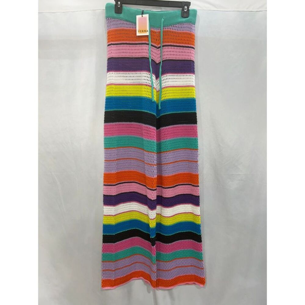 House of Perna Sylvia Wide Leg Knit Pants Multi-Stripe